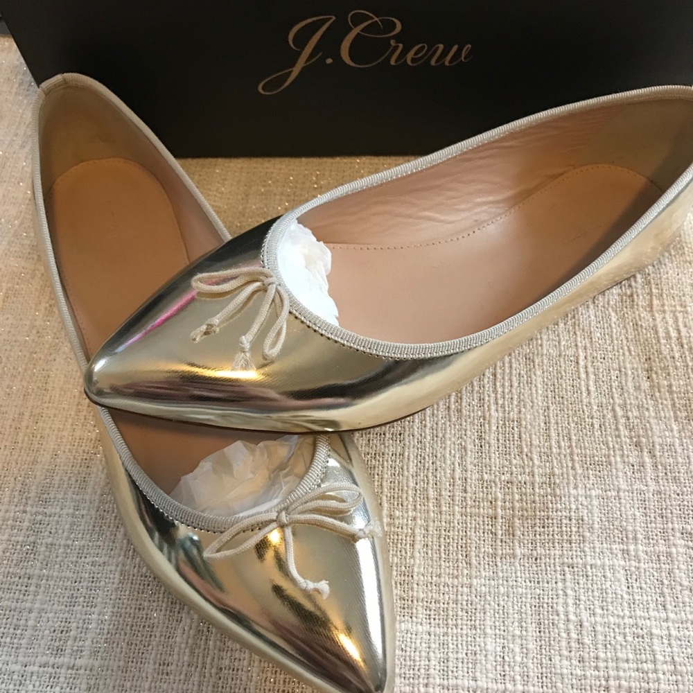 J. Crew Gemma Metallic Gold flats